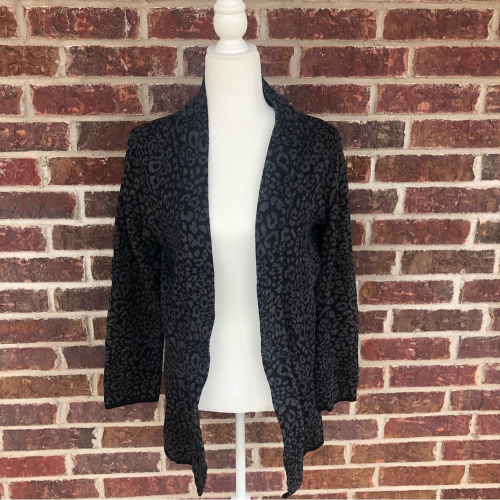 Women’s Style & Co Dark Leopard Print Open Cardigan Size PL Petite Large